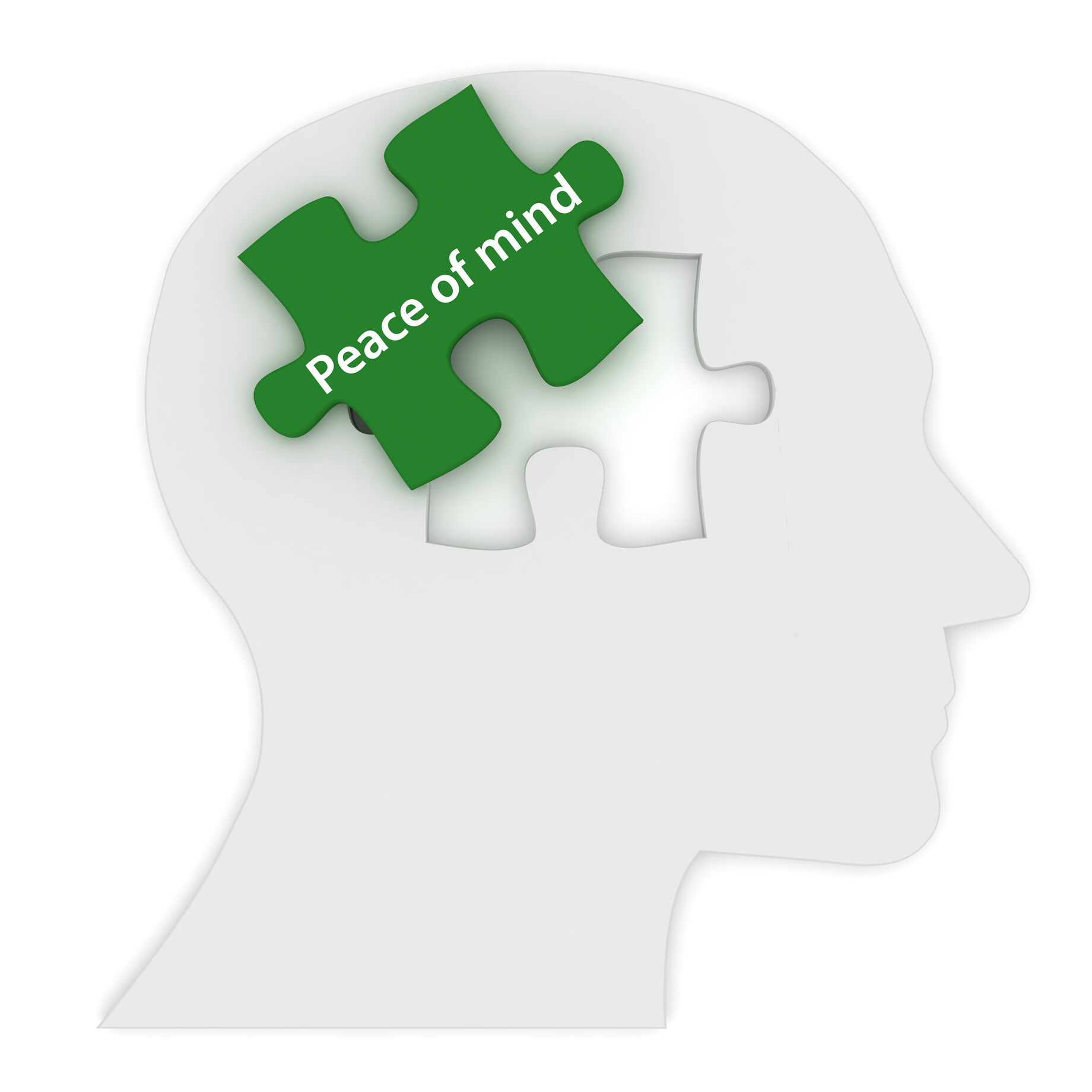 Peace of mind head puzzle concept